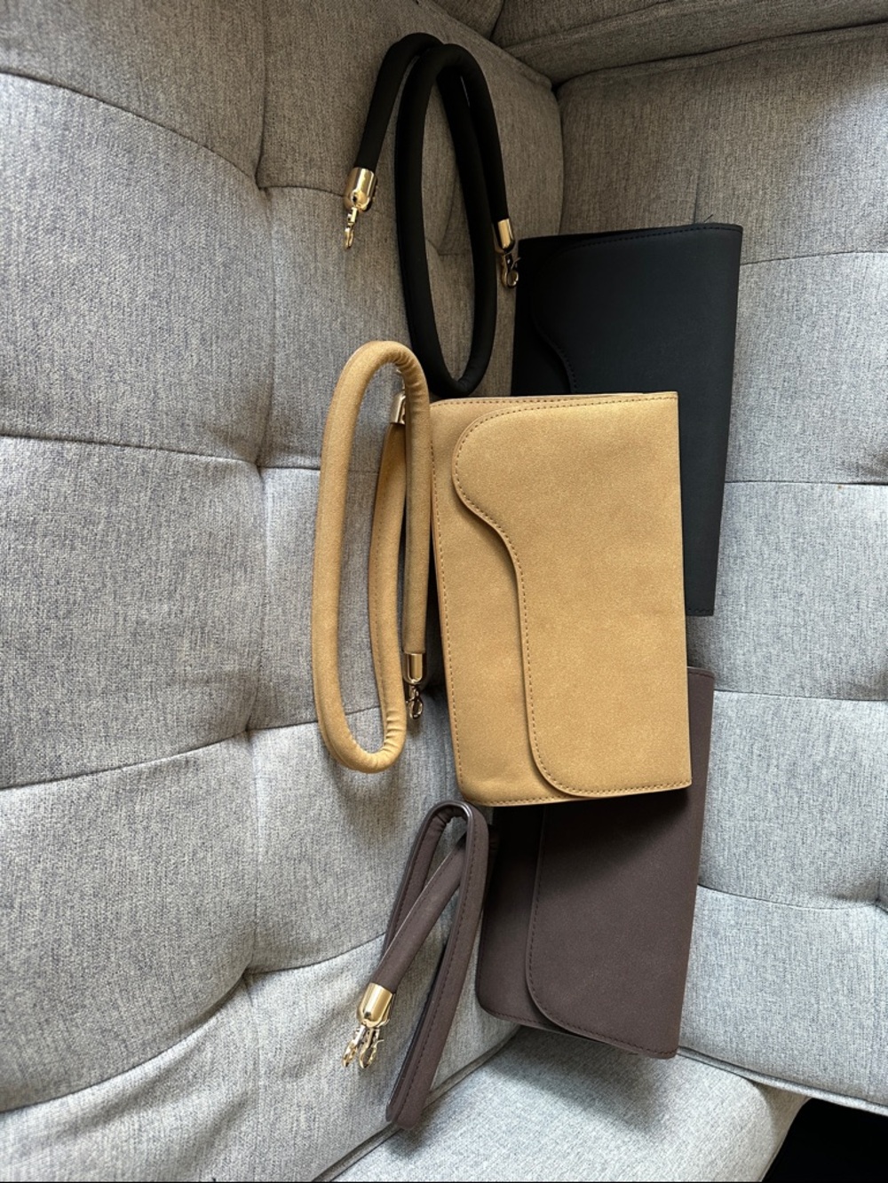 Classic Suede Crossbody Bag in Tan